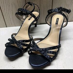 Alex Marie Black Strappy Heels with Sparkle